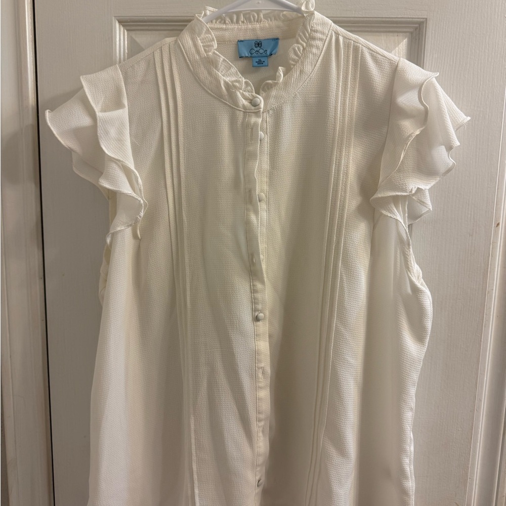 Ivory Ruffled Cap Sleeve Blouse - Picture 1 of 1